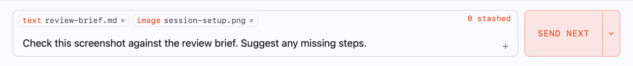 Attach files to give the agent context.